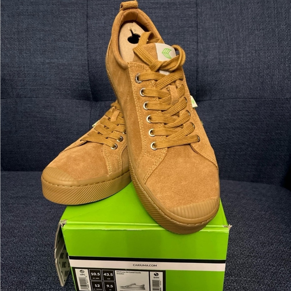 Cariuma OCA Low All Camel Suede Sneaker Size 12 Women/10.5 Men-NEW